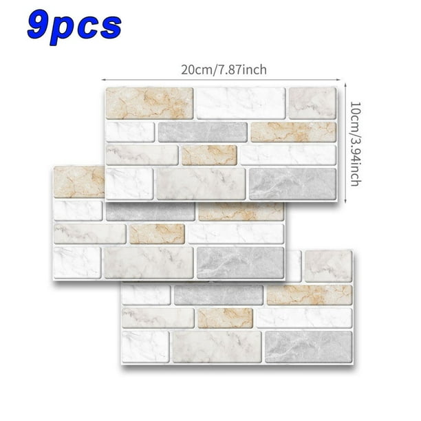 6/9pcs Waterproof Kitchen Home Decor Bathroom DIY PVC Mosaic Tile Wall Sticker 6/9pcs Waterproof Kitchen Home Decor Bathroom DIY PVC Mosaic Tile Wall Sticker